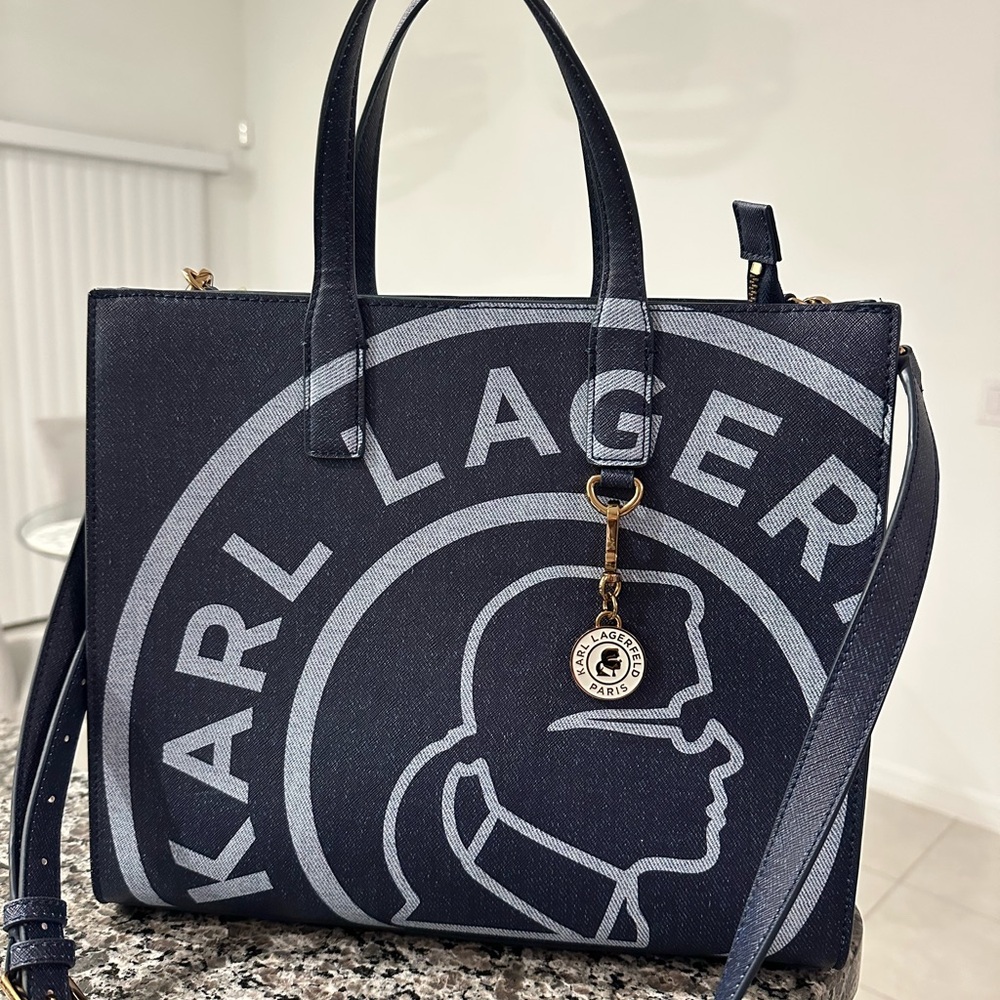 Karl Lagerfeld Dark Blue Logo Tote